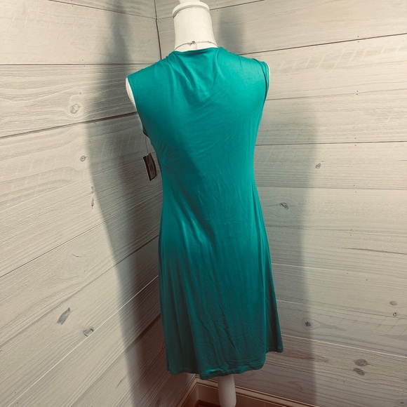 Ellen Tracy Blue Green Gathered Center Dress 8 FREE SHIP - Picture 3 of 5